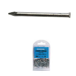 Pointe vitrier 1,3x18mm acier poli - 80g